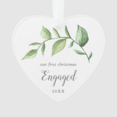 Rustic Greenery Foto ons eerste kerstfeest Ornament (voorkant)