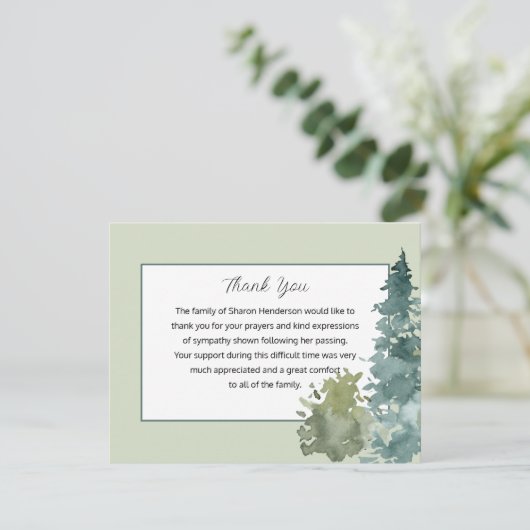 Rustic Greenery Funeral Merci Carte de note (Debout devant)