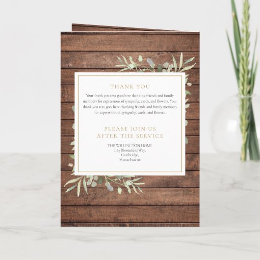 Rustic Greenery Funeral Order of Service (Uitvaart Programma (Achterkant)