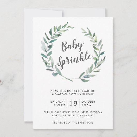 Rustic Greenery Gender Neutral Baby Sprinkle Kaart (Voorkant)