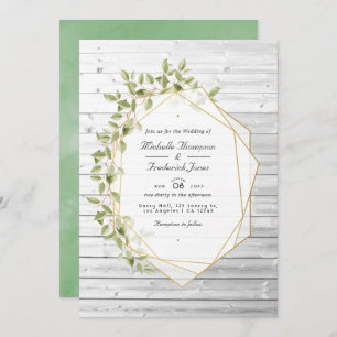 Rustic Greenery Geometric QR Code RSVP Weddenschap Kaart