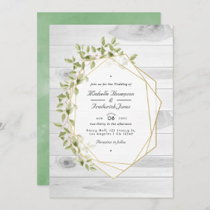 Rustic Greenery Geometric QR Code RSVP Weddenschap Kaart