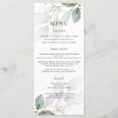 Rustic Greenery Gold Feuille Menu Mariage (Devant)
