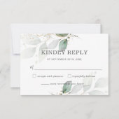 Rustic Greenery Green Leaves Botanical Wedding RSVP Kaartje (Voorkant)