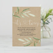 Rustic greenery kraft tweet sekseneutraal kaart (Staand voorkant)