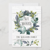 Rustic Greenery Laurel Wreath Family Moving Aankondiging (Voorkant)