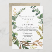 Rustic Greenery Leaf Wreath Modern Wedding Kaart (Voorkant / Achterkant)