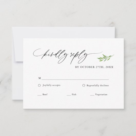 Rustic Greenery Mariage rustique Carte RSVP (Devant)