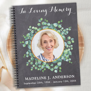 Rustic Greenery Memorial Photo Funérailles Livre d