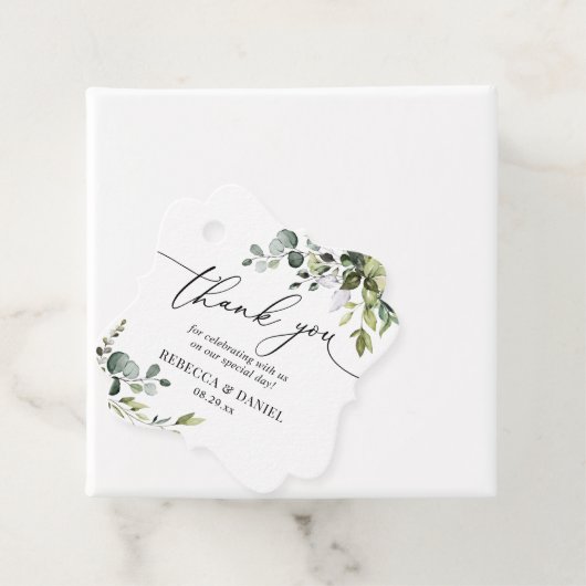 Rustic Greenery Monogram Weddenschap Bedankjes Labels (In situ)