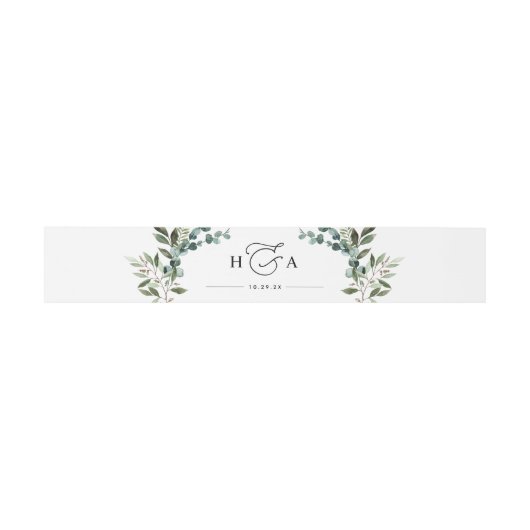 Rustic Greenery Monogram Wedding Uitnodigingen Wikkel (Vlak)