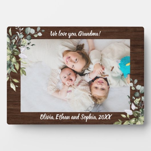 Rustic Greenery Nom personnalisé Plaque photo (Devant)