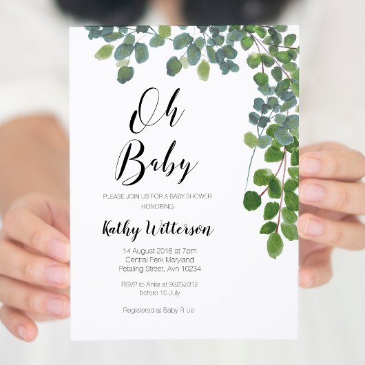 Rustic Greenery oh invitation baby shower bébé