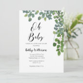 Rustic Greenery oh invitation baby shower bébé (Debout devant)