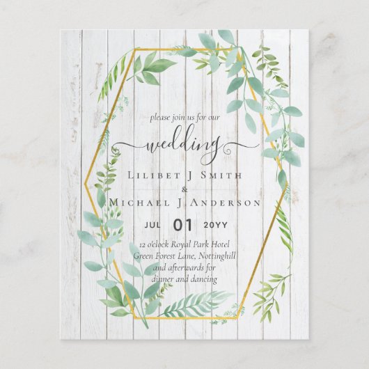 Rustic Greenery over driftwood Weddenschap Flyer (Voorkant)