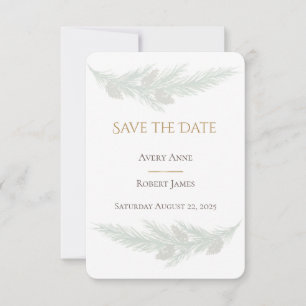 Rustic Greenery Pine Waterverf sparen de Datum Save The Date