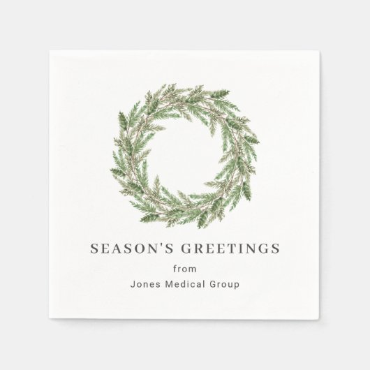 Rustic Greenery Pine Wreath Business Holiday Servet (Voorkant)