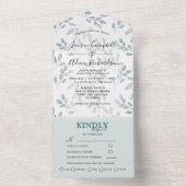 Rustic Greenery Sage Green Eucalyptus Wedding All In One Uitnodiging (Binnen)