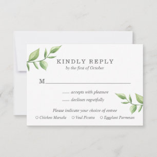 Rustic Greenery Sprig Meal Choice Wedding RSVP Kaartje
