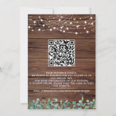 Rustic Greenery String Lights Wood QR Code Weddens Kaart (Achterkant)