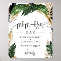 Rustic greenery tropical leaves mma-osa bar sign