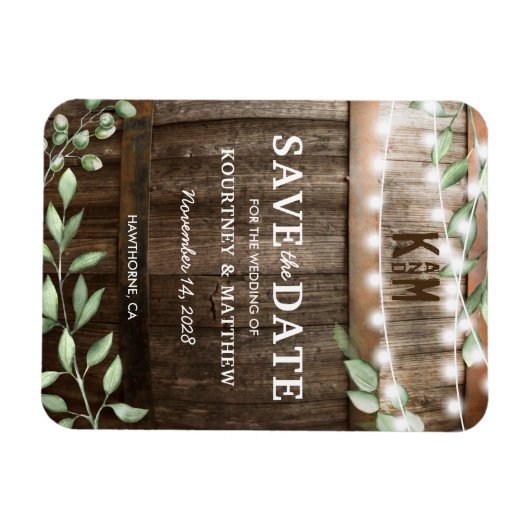 Rustic Greenery Trouwkoelkast Save the Date Magneet (Horizontaal)