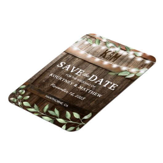 Rustic Greenery Trouwkoelkast Save the Date Magneet (Linkerzijde)