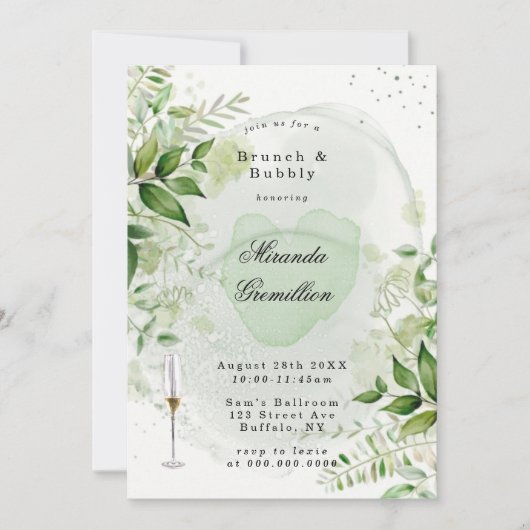 Rustic Greenery Vineyard Brunch & Bubble Invitati Kaart (Voorkant)
