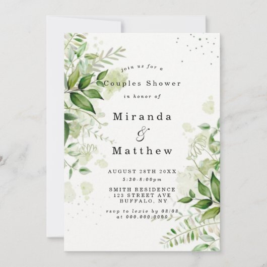Rustic Greenery Vineyard Couples Shower Invites (Voorkant)