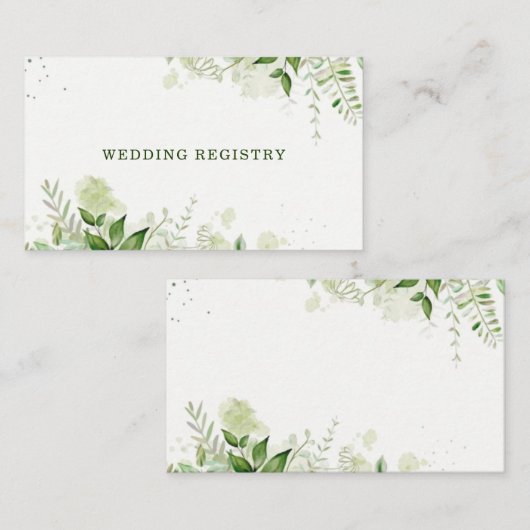 Rustic Greenery Vineyard Wedding Registry Visitekaartje (Voorkant / Achterkant)