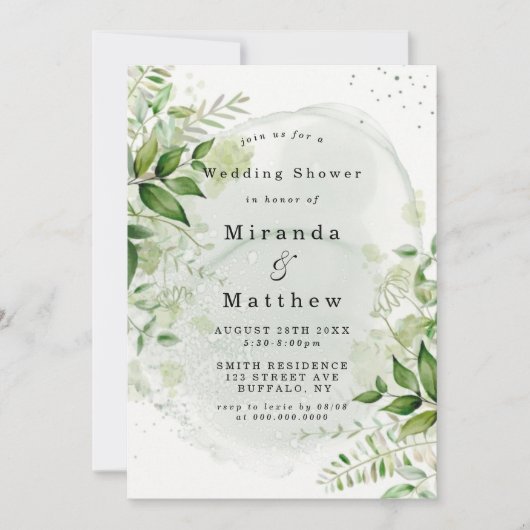 Rustic Greenery Vineyard Wedding Shower Invites (Voorkant)