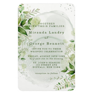 Rustic Greenery Vineyard White Wedding Invitation Magneet