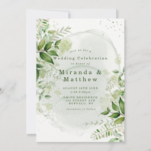 Rustic Greenery Vineyard White Wedding Invitations (Voorkant)