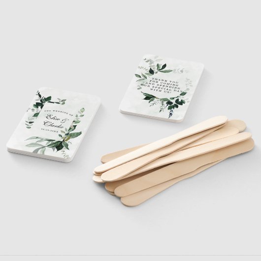 Rustic Greenery Waterverf Eucalyptus Wedding Handwaaier (Niet-gemonteerd)