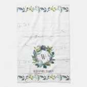 Rustic Greenery Waterverf Laurel Wreath Monogram Theedoek (Verticaal)