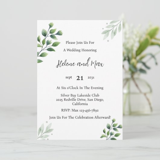 Rustic Greenery Wedding Invitation Kaart (Staand voorkant)