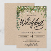 Rustic Greenery Wedding Invitation Kaart (Voorkant / Achterkant)