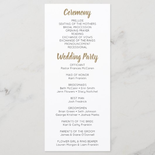 Rustic Greenery Wedding Programme Programma (Achterkant)
