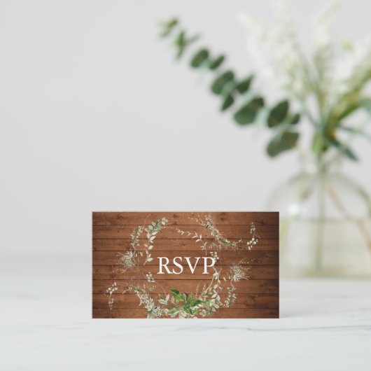 Rustic Greenery Wedding RSVP Informatiekaartje (Staand voorkant)