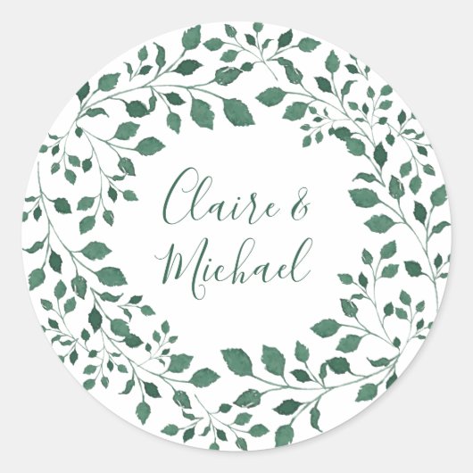 Rustic greenery wesp | Aangepaste bruiloft Ronde Sticker (Voorkant)