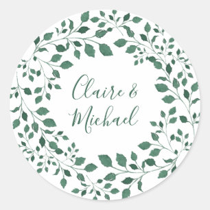 Rustic greenery wesp Aangepaste bruiloft Ronde Sticker
