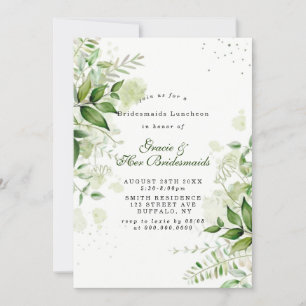 Rustic Greenery White Bridesmaids Luncheon Invites
