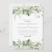 Rustic Greenery White Floral Wedding Kaart (Voorkant)