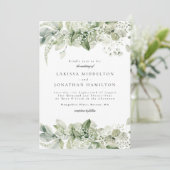 Rustic Greenery White Floral Wedding Kaart (Staand voorkant)