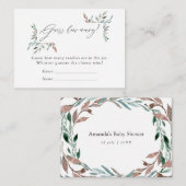 Rustic Greenery Winter Baby shower Guessing Snoep Informatiekaartje (Voorkant / Achterkant)