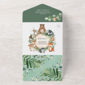 Rustic Greenery Woodland Animals Boy Baby shower All In One Uitnodiging (Buitenkant)
