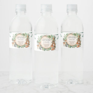 Rustic Greenery Woodland Forest Baby shower Favors Waterfles Etiket