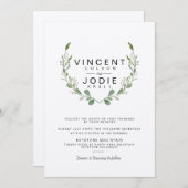 Rustic Greenery Wreath Waterverf Wedding Invite Kaart (Voorkant / Achterkant)