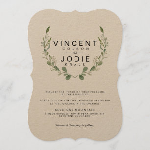 Rustic Greenery Wreath Waterverf Wedding Invite Kaart