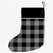 Rustic Grey and Black Buffalo Check Monogram Kleine Kerstsok (Achterkant)